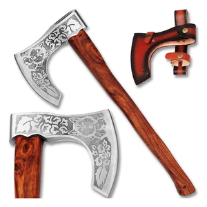 New Arrivals Handcrafted Viking Stainless Steel Double Blade Axe Wood Handle Multifunctional Outdoor Tomahawks Survival Use