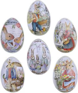 Easter Candy Mint Egg Shape Colored Rabbit Iron Egg Easter Holiday Bunny Iron Box Easter Decoration