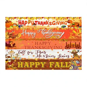Autumn Harvest Thanksgiving Rectangle Banner Happy Fall Holiday Party Decoration OEM ODM Custom Flags Banners Washable Fade