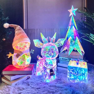 New Arrivals Deer Products Colorful Holographic Pet Luminous USB Light Christmas Party Decoration