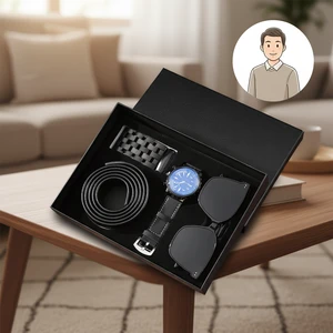 Valentine's Day Birthday Gift Set Wallet Quartz Watch Belt Sunglasses Father's Day Welfare Boyfriend for Festival Gift