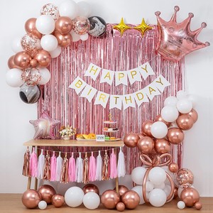 Pink Silver Birthday Balloon Decoration Aluminum Film Combination Kits Girl Children's Adult Birthday Party Decor