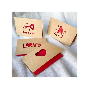Vintage Valentines Day Gift Card with Envelope Valentines Love You Greeting Cards for Birthday