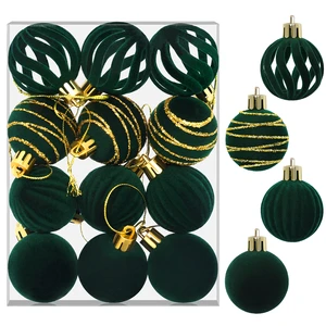 TANG XI Festive Luxury Velvet Green Christmas Balls Decorations Set Premium Velvet Tree Pendant Ornaments for Christmas Crafts