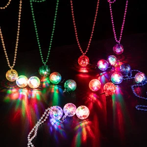 DAMAI Plastic LED Disco Ball Necklaces Light Up Party Decorations For Christmas Halloween New Year Birthday Kids Adults