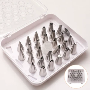 26PCS Professional Cake Decorating Kit Stainless Steel Icing Piping Tips Nozzles Set With Connector For Wedding Birthday Party