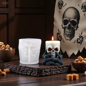 Dumo Halloween Skull Candle Silicone Mold 3D Skeleton Hand Candle Making Mould for DIY Horror Theme Home Decor Supplies Mold