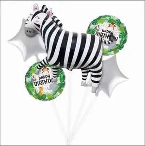5pcs Large Animal Foil Balloons Monkey Lion Zebra Elephant Giraffe Crocodile Balloon Children's Day Birthday Party Decorations