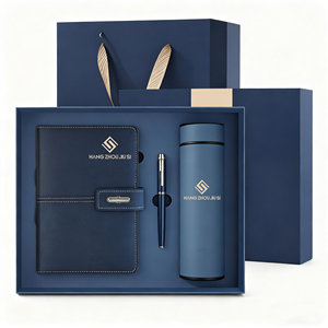2026 Highly Commend Leather Office Combo Business Gift Set Personalized Notebook Pen Insulated Water Bottle with Gift Packaging