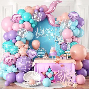 Personalized Kids Ocean Birthday Party Supplies Mermaid Theme Party Decorations for Baby Shower Baptism Birthday Christening