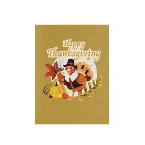 Bulk Price Happy Thanksgiving Pop Up Greeting Card Handmade Autumn Harvest Turkey Theme Holiday Invitation Gift Cards