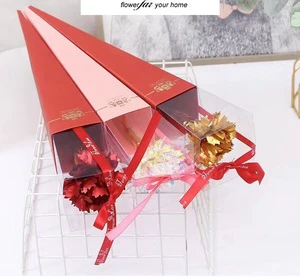 2024 Wholesale Mother's Day Gift Teacher's Day Gift Single Gold Carnation with Gift Box