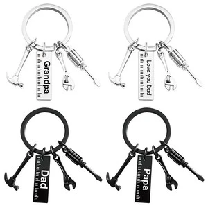 Happy Father's Day Keychain Stainless Steel Custom Keychain Charm Wholesale Men Gifts Keychain for Father's Day
