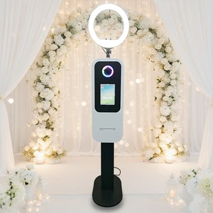 Portable Ipad Photo Booth Wedding Built-in Printer Instant Print RGB Light Easy Setup Metal Photo Booth Selfie Booth Machine