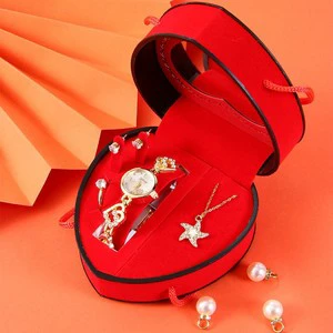 Mother's Day Gift Set Watch Earrings Ring Necklace Heart Gift Box Wedding Jewelry Souvenir Quartz