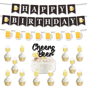 Baby Shower Cross-border Welcome-baby Party Backdrop Decorations Birthday Bunting Cake Toppers Cartoon Style Paper Made China