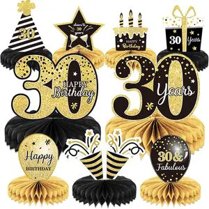 9 Pieces Birthday Honeycomb Number 30 Centerpiece Table Topper Non-Toxic Adult Party Decor for Men Women