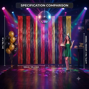 DIY Shiny Foil Fringe Door Curtain Metallic Tinsel Backdrop for Disco Theme Party New Year Eve Festive Room Decoration