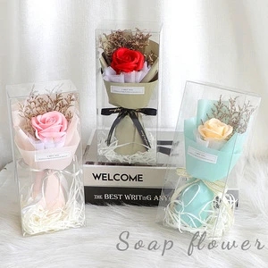 Valentine's Day Gifts Fragrance Rose Soap Flower Single Birthday Friends Gift Soap Single Flower with Box Ornament