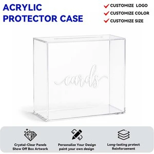 Clear Acrylic Card Box, Thick DIY Wedding Box - Large Customized Acrylic Card Storage Box Graduation Keepsake Party Favor
