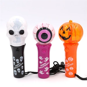 Halloween Ghost Head Pumpkin Light up Led Light Spinning Spinner Wand for Halloween Party Supplies