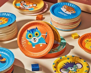 Wholesale Cheap Customized Kids Birthday Party Supplies Disposable Cup Plate Napkin Tableware Set Themed Party Supplies
