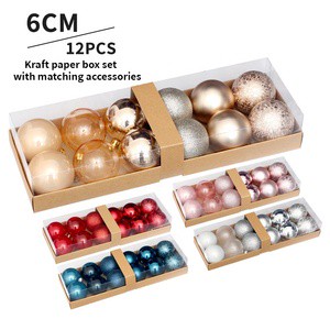 OEM Christmas Tree Ornaments 6cm PET Balls 12pcs Christmas Balls Set With Gift Box for Department Store Gift Shops