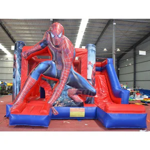 Factory Price Bounce House Spiderman Inflatable Bouncy Castle Combo Spiderman Inflatable Bouncer With Slide For Party Rental
