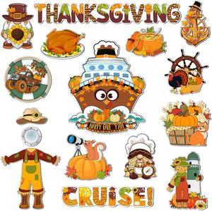 Autumn Thanksgiving Turkey Scarecrow Cruise Magnetic Fridge Stickers Holiday Magnetic Stickers