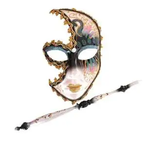 Venetian Italian Christmas Halloween Masquerade Ball Carnival Party Masks Hand Stick Reusable Breathable European American Girl
