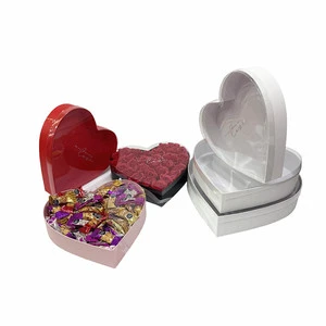 Valentine's Day Heart Shape Gift Box Sets with PVC Window Lid Elegant Floral Present Packaging Wedding Birthday Gift Boxes
