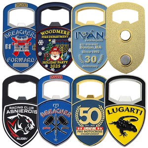 Available Template Custom Gold Plated Metal Soft Enamel Logo Luxury Magnetic Bottle Opener Fridge Magnet Anniversary Souvenir