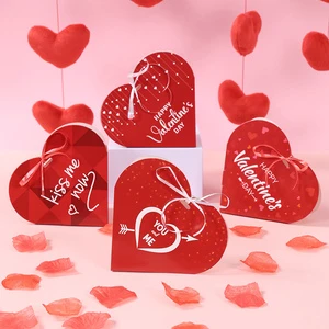 Happy Valentine's Day Gift Boxes Paper Candy Bags Love Gift Boxes Kiss Me Now Heart Design Wedding Favors Decor Party Supplies