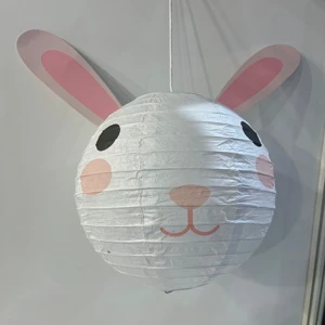 Easter Bunny Paper Lantern Cute Rabbit Shaped Hanging Decor 3D Reusable Round Craft Table Lantern for DIY Party Yard Garden