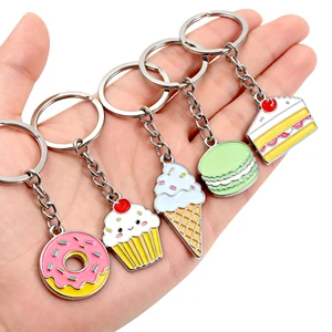 Custom Kawaii Dessert Keychain Donut Ice Cream Cupcake Bread Enamel Metal Key Ring Wholesale Bulk Supplier Factory Price