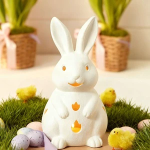 Cross-border Easter Rabbit Hollow Light-transmitting Candlestick Decorative Ornaments Home Resin Crafts