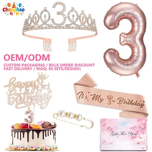 Wholesale OEM/ODM 13th 30th Birthday Sash & Crown Set With Pearl Pin Birthday Sash Belt Adult Birthday Party Costume Decorations