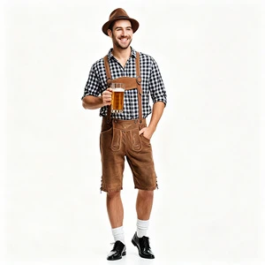 Men's Oktoberfest Dirndl Dress Costume Set Traditional German Festival TV Movie Performance Outfit Checkered Shirt Suspender