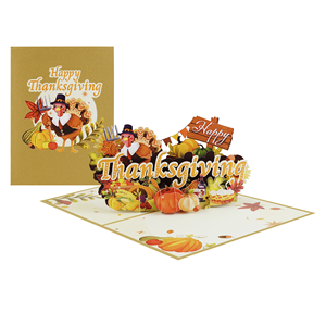 Happy Thanksgiving Ver 1 3D Pop Up Greeting Card Handmade Autumn Turkey Theme Holiday Gift Card Wholesale Supply