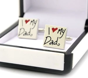 Stylish Dropping Oil Stainless Steel I love My Dad Cufflinks,father's Day Gift Novel Cufflink Tie Clip Jewelry Set Gift for Dad