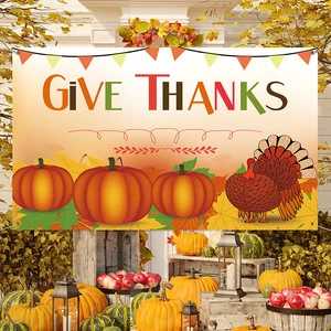 New Thanksgiving Banner Holiday Party Decoration Pull Flag Atmosphere Layout Background Banner Outdoor Flag