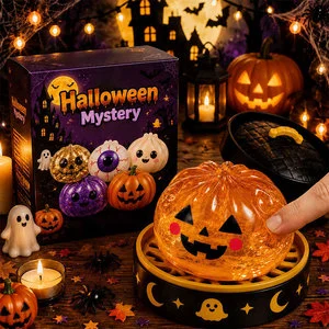 Spooky Cute Halloween Squishies Steamer Set Pumpkin Skeleton Ghost Eyeball Fidget Toys