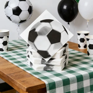 617049 16PCS Soccer Football Napkin Tissue Party Tableware Supplies Sports Event Decorations Kids Adults Birthday Celebration