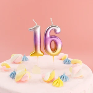Wholesale Metallic Ombre Rose Gold Number Birthday Candles 0-9 Smokeless Cake Topper For Anniversary Wedding Party Decoration