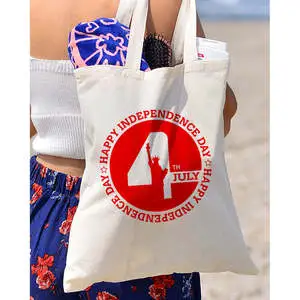 Happy Independence Day Country Cotton Canvas Vintage Fashion Tote Bag Large Capacity Custom Country Logo Government Staff