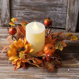 Pumpkin Sunflower Thanksgiving Wreaths Candle Holder Aromatherapy Cup Decoration Holiday Table Creative Wreaths Decorations