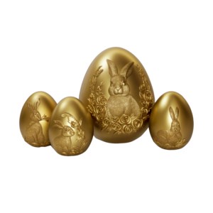 Customizable Gold Resin Easter Egg Decorations Set-Rabbit Pattern Resin Easter Egg Ornaments for Holiday Home Decor Adult