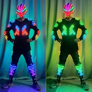RGB Color-Changing LED Helmet Armor Costume Set for Thanksgiving Graduation Birthday Festive Parties | Plus Size Adult LED