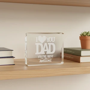 Father's Day Best Dad Crystal Crafts Thank You Gift Engraving Crystal Blocks Custom K9 Crystal Cube Desk Decoration for Home