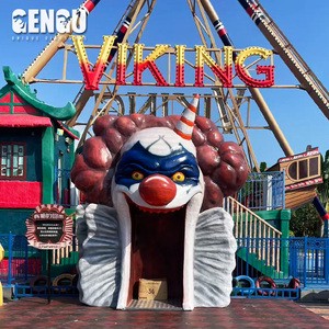 Giant Fiberglass Clown Head Tunnel Entrance Prop Horror Walk-Through Sculpture Theme Park Halloween Decoration